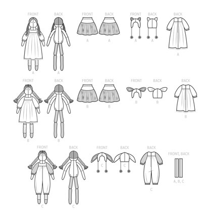 Simplicity Lanky Plush Dolls and Clothes by Elaine Heigl Designs S9621 - Sewing Pattern