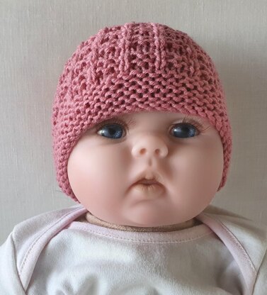 Kerry - Texture stitch 8ply baby beanie with garter brim