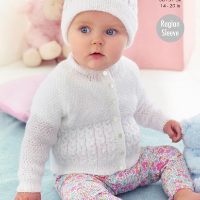 Cardigan & Hat in King Cole Big Value Baby 3Ply - 5584 - Downloadable PDF