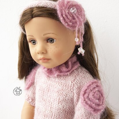 Pink rouse dress for doll 18 in