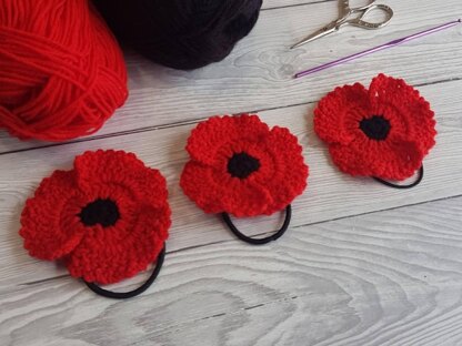 Bundle of 3 Remembrance Poppy Flowers Crochet Patterns