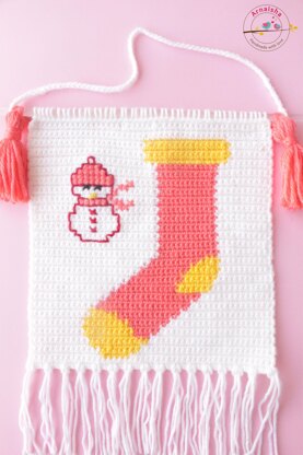 Christmas Sock crochet wall hanging