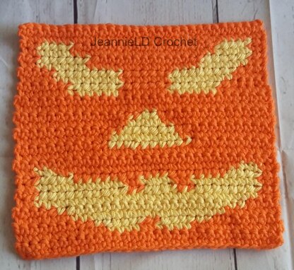 Jack O'Lantern Face Dishcloth