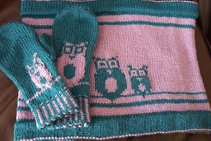 Two Hoots Cowl and Mittens
