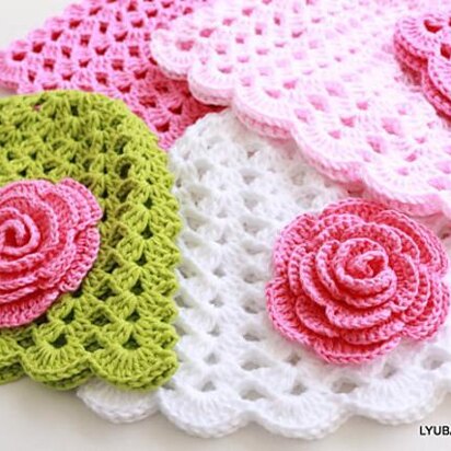 Crochet Baby Hat Rose Flower