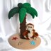 Palm tree and monkey ornament. Crochet amigurumi. Home decor