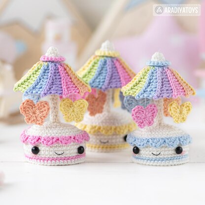 Amigurumi Crochet Pattern for kawaii music box carousel butterfly by AradiyaToys gift tutorial PDF file easy amigurumi pattern DIY project by AradiyaToys (Olka Novytska)