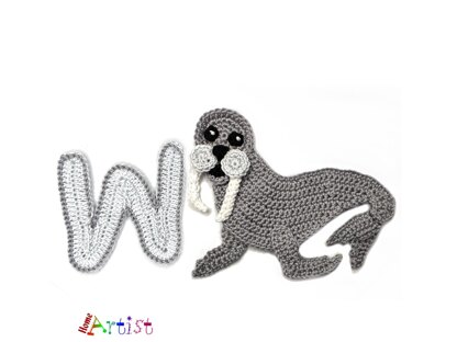 Crochet Animal Alphabet W Walrus pattern
