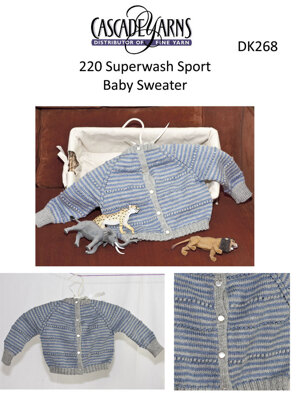 Striped Baby Sweater in Cascade 220 Superwash Sport - DK268
