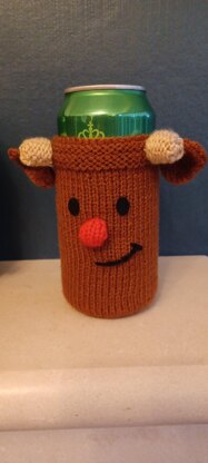 PDF Christmas DK knitting pattern - Can Sleeve Koozie/Cosy/Sleeve/Coozie - Easy to Follow Novelty Gift - Knitting-Xmas Reindeer Snowman Christmas Tree Santa