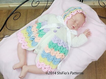 Crochet Pattern crocodile stitch baby jacket UK & USA Terms #181