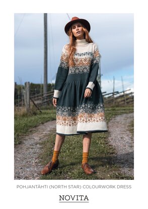 North Star Colourwork Dress in Novita Venla - Downloadable PDF