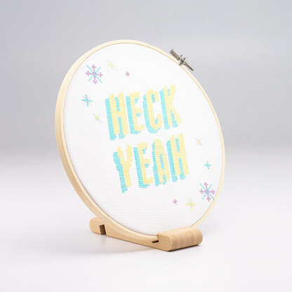 Mint & Make Heck Yeah 8" Cross Stitch Kit with Hoop