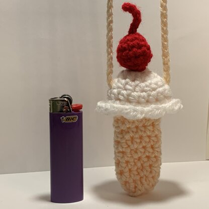 Crochet Ice Cream Holder/Pouch/Bag/Necklace for Lighter/Chapstick