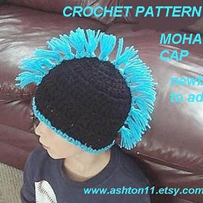 MOHAWK HAT, newborn to adult sizes