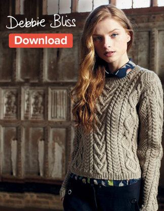 "Cable Panelled Sweater" - Sweater Knitting Pattern in Debbie Bliss Blue Faced Leicester Aran