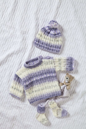 Jacket, Top, Hat, Socks, & Blanket in King Cole Cosy Love Aran - P6045 - Leaflet