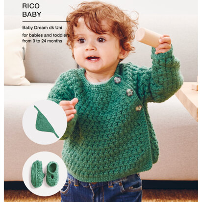 Cardigan, Bootees & Bib in Rico Baby Dream Luxury Touch Uni DK - 1160 - Downloadable PDF