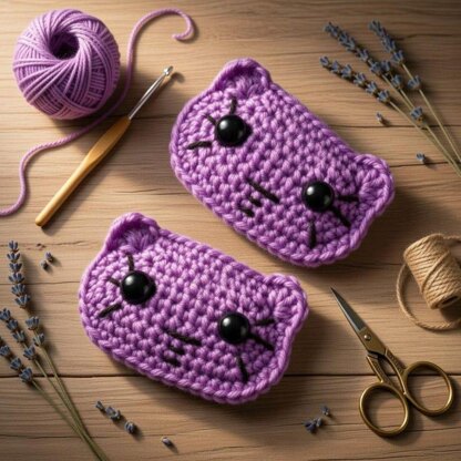 A crochet kitty hair clip