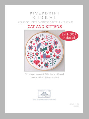 Riverdrift House Cat & Kittens (with hoop) - 23.3cm (8in)
