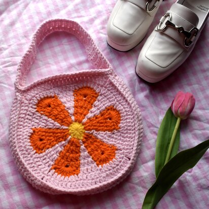 Crocheted mini flower bag