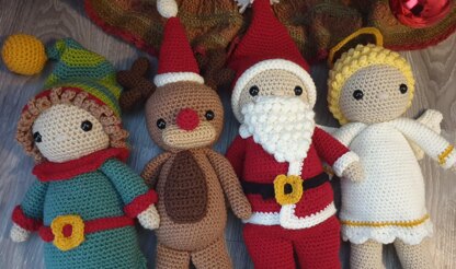 Christmas crochet dolls angel elf rudolph santa claus