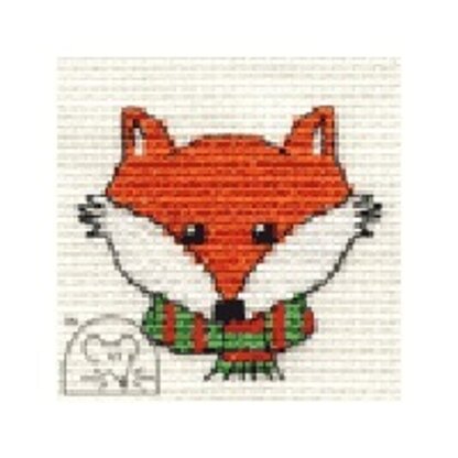 Mouseloft Christmas Card Stitchlet - Christmas Scarf Fox Cross Stitch Kit - 64mm