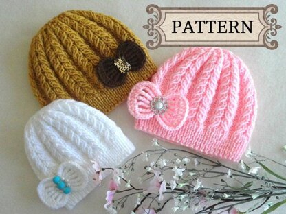 Knitted Baby Hat with Crochet Bow