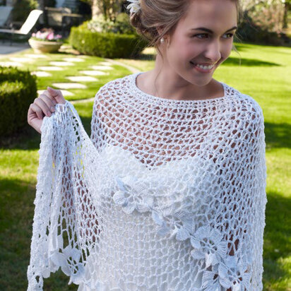 Bridal Shawl in Aunt Lydia's Fashion Crochet Thread Size 3 Solids - LC3947