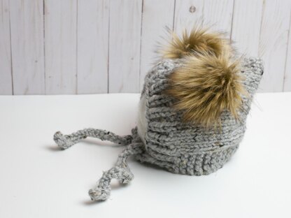 Double Pompom Fur Ears Bonnet