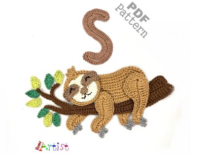 Crochet Animal Alphabet S Sloth pattern