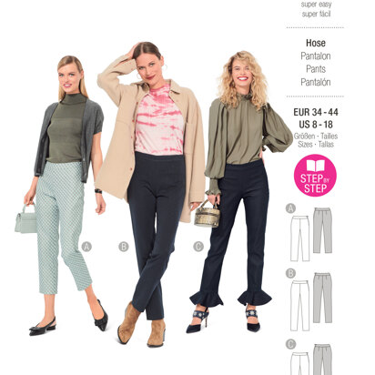 Burda Style Misses' Trousers and Pants in a Narrow Cut with Side Zipper B6072 - Paper Pattern, Size 8-18 (34-44)