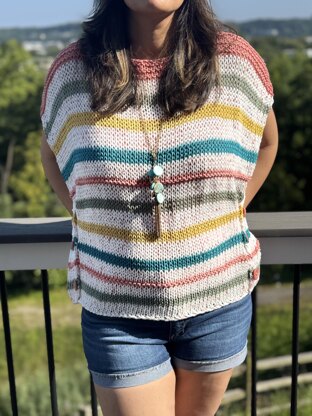 Arie Happy Shiny Stripe Summer Adjustable Wrap Top