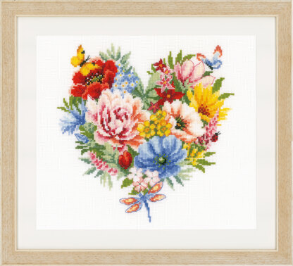 Vervaco Counted Cross Stitch Kit - Heart of Flowers (Aida) - 25cm x 25cm