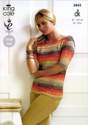 Ladies' Sweater in King Cole Shine Dk - 3843