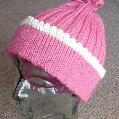 Picot-Edged Trimmed Hat - knitting pattern
