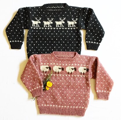 #01 Sheep & Reindeer Sweaters- child's sweaters