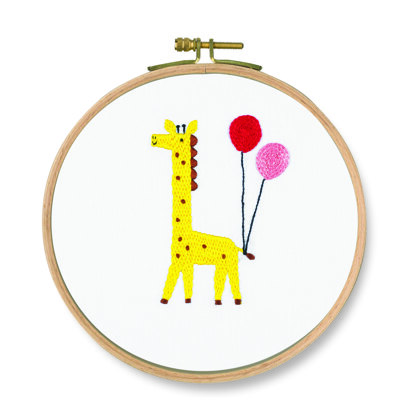 DMC Which one? Giraffe (printed fabric, 7" hoop) Printed Embroidery Kit -  35cm x 35cm 