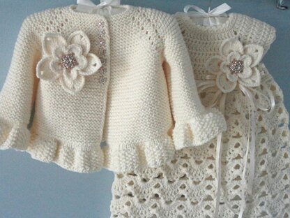 Knitting Crochet Pattern Baby Girl Clothes Baby Dress and Cardigan