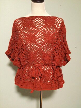 Boatneck Blouson Lace Top