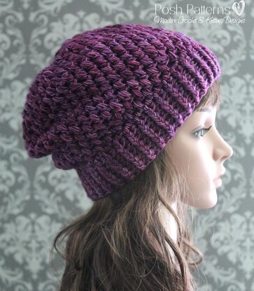 Puff Stitch Slouchy Hat Crochet Pattern 378