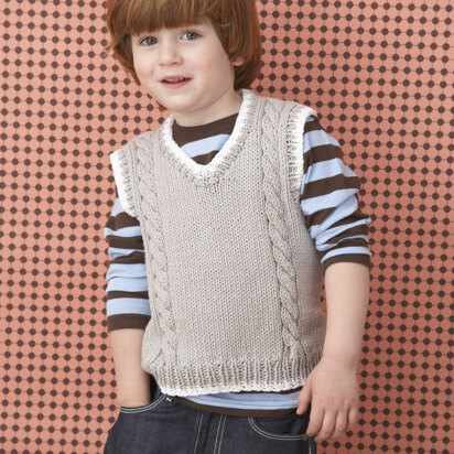 Cable Vest in Lion Brand Cotton-Ease - 70202A - knitting pattern