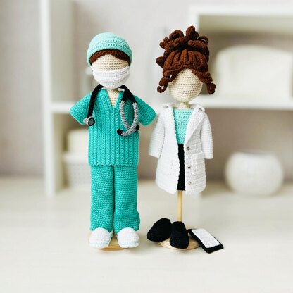 Amigurumi doll, crochet doctor, amigurumi doctor doll, doctor doll, doll clothes crochet pattern, Doctors