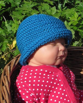 Baby Simple Garter Stitch Roll Brim Beanie Hat