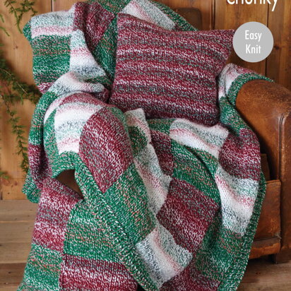 Blanket and Bed Runner Knitted in King Cole Super Chunky - 5782 - Downloadable PDF