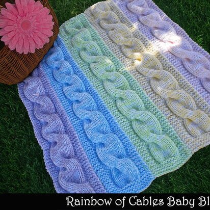 Rainbow of Cables Baby Blanket