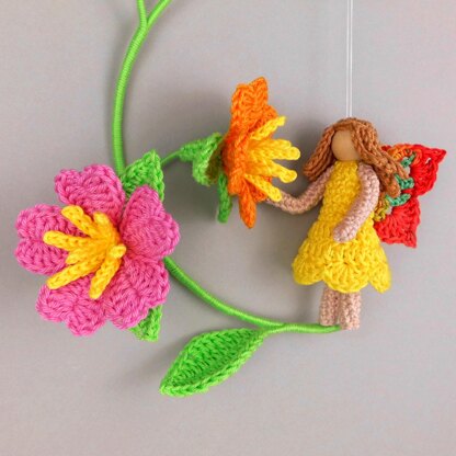 Flower elf - hanging decoration made from scraps of yarn - easy, even for beginners