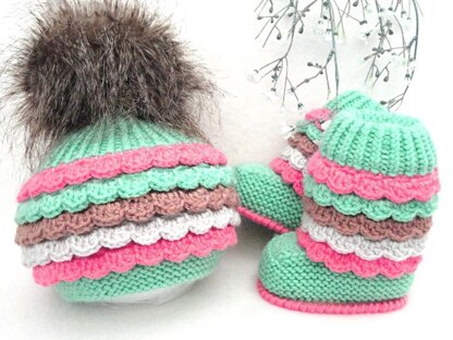 Baby Booties Baby Hat Knitted Baby Set with Crochet Finishing work