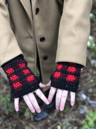 Plaid Fingerless Gloves