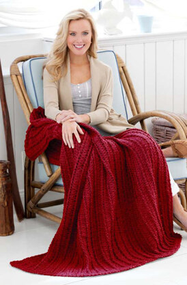 Cabled & Shell Throw in Red Heart Super Soft Solids - LW3292 - Downloadable PDF